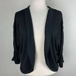 NWT Sharagano Black Cropped Cardigan Top Size L